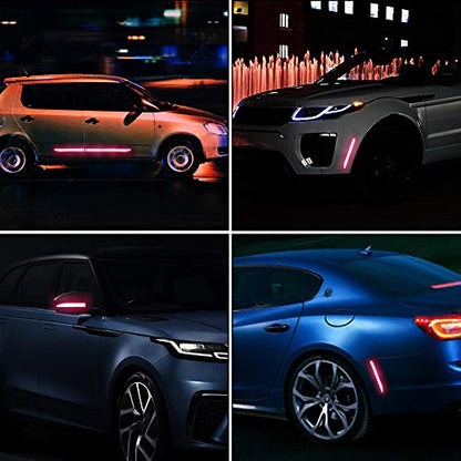 TOMALL 35.2'' Strong Reflective Stripe Stickers High-Intensity Night Visibility Reflective Decal Universal Safety Warning Diamond Grade Waterproof Self Adhesive for Car Trunk (Red) - color: Red