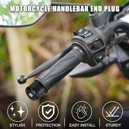 Motorcycle Handlebar End Plug Aluminum Alloy 7/8" 22mm Fashionable | Front Handle Bar Grips Cap Gear Balanced Plug Black 2 Pcs