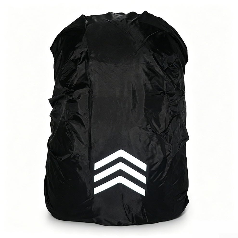Night Safety Reflective Backpack Rain Cover Waterproof for Camping Hiking Cycling 30-40L Black(L) - size: L