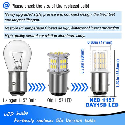 Heifymi DC12-24V 1157 Led Brake Light Bulb, BAY15D 7528 2057 2357 3 Watt Super Bright 6000K Xenon White LED Replacement Backup Reverse Daytime Running Light for Car Camper RV Trailer Boat, 2 Pack - color: 6000K Daylight White, size: BAY15D