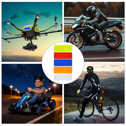 100pcs Reflective Stickers Hi Vis Reflective Tape Outdoor Waterproof Reflective Strips for Bikes Car Trailer Motorcycle Helmet Backpack Mailbox Scooter Golf Cart Clothing Post Red Yellow (100pcs)