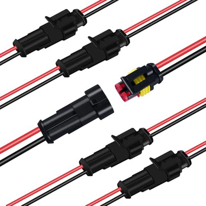2 Pin Waterproof Electrical Connectors, Male and Female Wire Connectors, 12V Plug Connector, Suitable for Connecting Weak Current Lines Such As Cars, Motorcycles, and Ships(5 Pack)