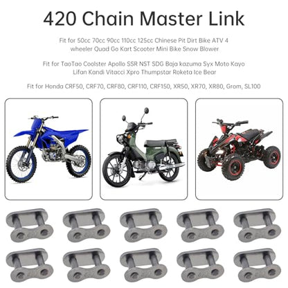 Windance Motorcycle Chain Link Breaker,Chain Pin Removal Tool with 10 Connecting Master Link for 50cc 125cc Dirt Pit Bike ATV Quad Go Kart Scooter Mini Bike (420)