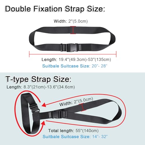 Vigorport Luggage Connector, Straps for Suitcase, Add A Bag Adjustable Attachment Accessories 2" Endless for Connect Your 3 Luggage Together-2 Pack (XXLarge) - size: 2''W XX-Large