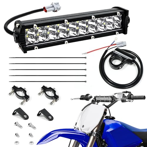 60W 4200LM Dirt Bike LED Light Bar, 12V Plug & Play Motorcycle Handlebar Light Kit for 7/8" CRF XR KX KLX TTR PW RM Pit Bike ATV UTV, Universal Front Auxiliary Driving Light