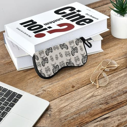 Motorcycle Gloves Beige Print Glasses Case Soft Sunglasses Pouch with Zipper Carabiner Clip, Portable Eyeglass Holder for Men Women, Fits Most Eyewear, Scratch-Resistant (6.7x3.3in)