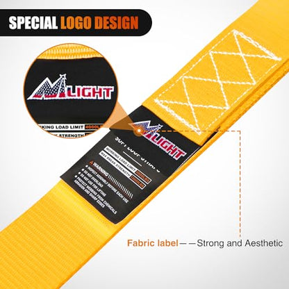Nilight Soft Loop 1.7”×17" Motorcycle Tie Down Straps Heavy Duty 12000Lbs Max Break Strength for Securing ATV UTV Kayak Moving Cargo (8PK-Yellow) - color: Yellow
