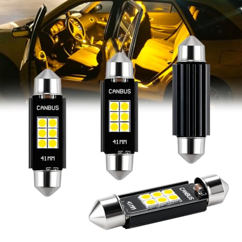 iBrightstar 9-30V Extremely Bright 211-2 212-2 578 Festoon LED Bulbs Error Free 1.61" 41mm for Interior Map Dome Lights and License Plate Courtesy Lights, Gold - color: Gold, size: 41mm
