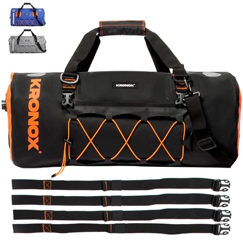 KRONOX Motorcycle Duffel Bag Waterproof, 40L Black – Durable Motorcycle Luggage & Saddle Bags. Back Seat Dry Bag for Travel, Commute & Dirt Bike Gear - color: 3- Black, size: 40 Liters
