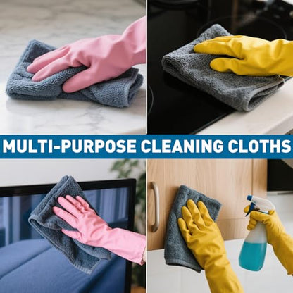 TEAWOO Gray Microfiber Cleaning Cloths Bulk Pack-50 Pack, Microfiber Towels Bulk, Towels for Cars, Cleaning Rags Gray (12x12 inches) - color: Grey, size: 50 Pack