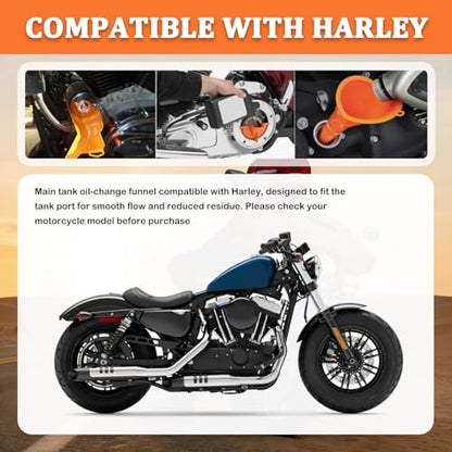 Compatible with Harley Oil Change Kit,Multi-Function Motorcycle Oil Funnel Kit Includes Oils Change Funnel/Oils Filter Wrench/Rubber O-Ring Seals,Motorcycle Tool Kits