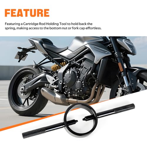 RASTP Universal Motorcycle Fork Service Tool Kit, Fork Oil Level Tool, Fork Spring Compressor and Damper Rod Bleed Tool for Most Upside Down Motorcycle