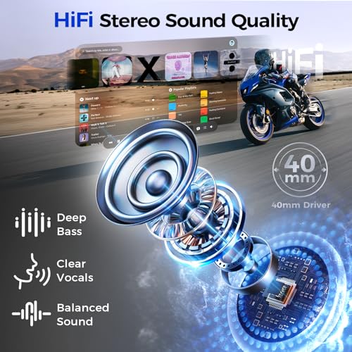 Moman Motorcycle Helmet Headsets Speaker, Hands‑Free Hi-Fi Speakers Dual Noise Cancellation with Loud Sound, Voice Assistant IPX6 Waterproof Helmet Headphones for All Helmets and Solo Riding (RS-C) - style: RS-C