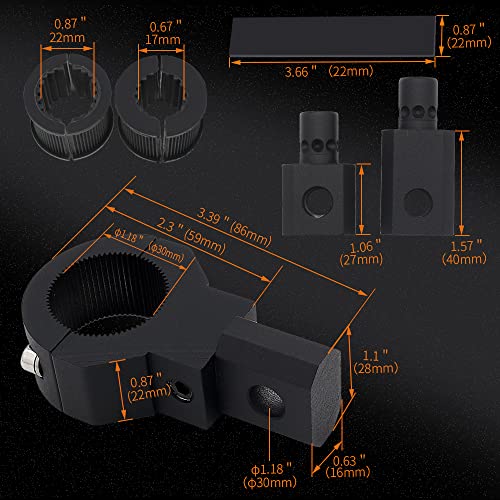 LED Mini Lights Bar Mounting Bracket Clamp Kits 360 Degree 0.75" 1" 1.25" 2Pcs Vertical Bar Tube Clamp Roof Roll Cage Holder Universal Clamp Bracket fit for Motorcycle Crash Bar Guard ATV UTV