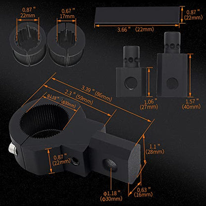 LED Mini Lights Bar Mounting Bracket Clamp Kits 360 Degree 0.75" 1" 1.25" 2Pcs Vertical Bar Tube Clamp Roof Roll Cage Holder Universal Clamp Bracket fit for Motorcycle Crash Bar Guard ATV UTV