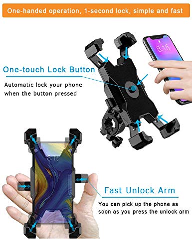 2025 Upgraded Bike Phone Mount, Easy Install and Quick Release Bicycle - Motorcycle Handlebar Phone Mount Holder, Bike Phone Holder for iPhone and More 4.7-6.8 inch Cell Phone - size: Handlebar
