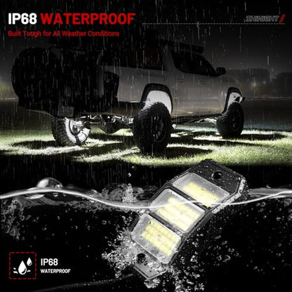 SHINIGHT 12PCS White Rock Lights, Super Bright Pure White 6000K Rock Lights for Trucks,72 SMD LED Chips Each Light,3M/9.84FT Extension Wires,Waterproof IP68 Underglow Lights for ATV UTV Cars Boats - size: 12 Pods
