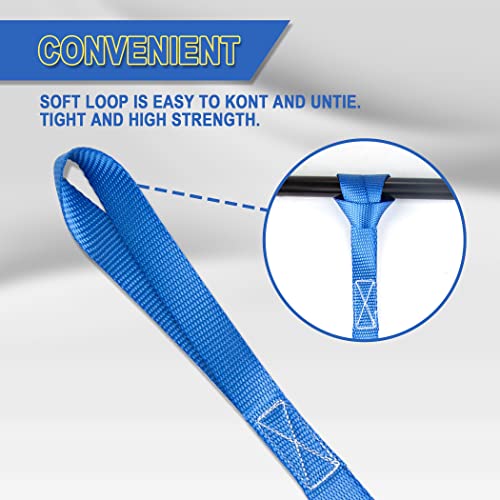 Cartman 16 Pack 1"x18" Soft Loop Motorcycle Tie Down Straps 3600lbs Load Capacity Tie-Down Loops for Secure Trailering of Bikes, ATV, Lawn Equipment, Blue - size: 16pk Blue 3600lbs