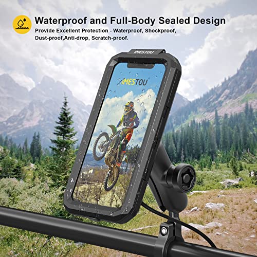 iMESTOU Waterproof Motorcycle Wireless Mount with USB-C Fast Charger, Anti-Theft 1" Ball Phone Holder with Aluminum Handlebar Mounting Base Fits for 5.5"-6.8" Cellphones (L) - size: L(For 5.5"-6.8" Phones)