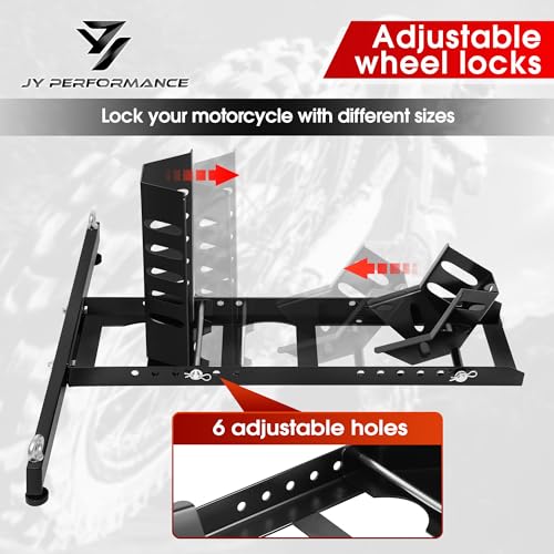 JY PERFORMANCE Motorcycle Wheel Chock, Universal Heavy Duty Front Wheel Stand for Trailer, Cruiser, Sports & Dirt Bikes, 1800 lb Capacity Adjustable Wheel Stand for 15"-22" Wheels - style: Motorcycle Wheel Chock