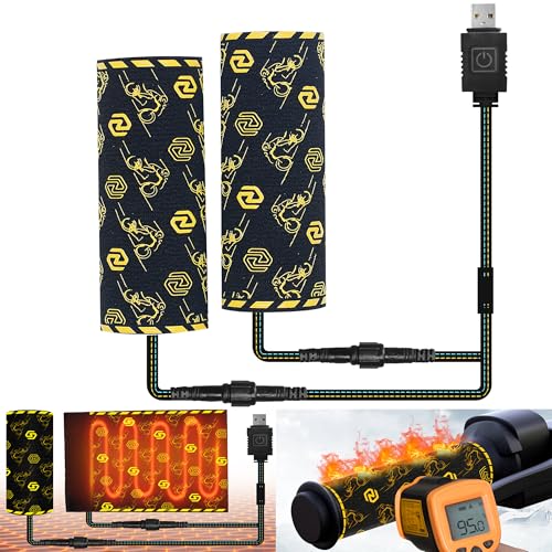 USB Heated Motorcycle Grips Cover ATV Hand Warmers, 2025 Upgraded 5+1 Heat Settings & Fast Heating Handlebar Grips, Universal for 5V ATV Motorcycle Hand Grips, IP67 Waterproof - color: 5v USB