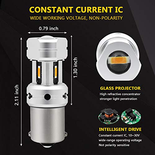 PHINLION 3600 Lumens 1156 7506 Amber LED Turn Signal Light Bulbs Super Bright P21W 1141 2396 7506 LED Bulb for Car Truck Motorcycle RV Blinker Lights, Amber Yellow - color: Amber Yellow