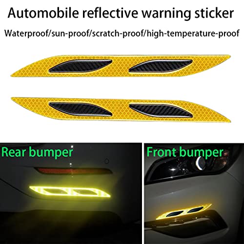 2 PCS Car Strong Reflective Stripe Stickers,Reflective Safety Warning Stripe Stickers for Car,Truck,Motorcycle(Yellow) - color: Yellow