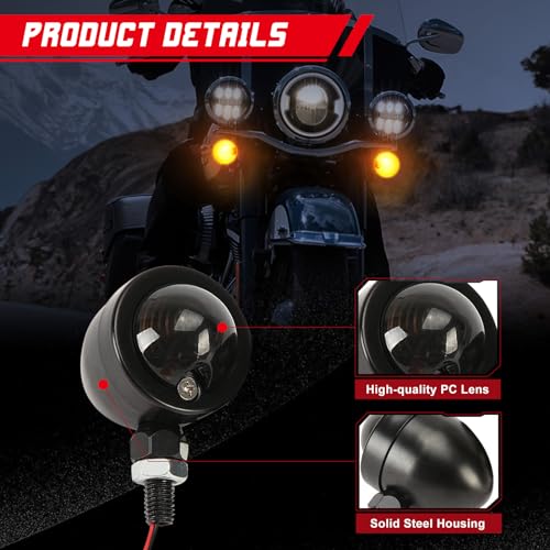 INNOGLOW Motorcycle Turn Signal Lights Bulb Amber Universal Incandescent Lens Indicators Blinkers Lights for Custom Suzuki Kawasaki Harley Davidson Choppers Cruisers (2 PCS) - color: Style-1