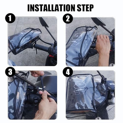 MIUPOO Motorcycle Handle Gloves,Water Resistant Windproof Transparent Handlebar Mittens Fits Most Flat Handlebars,Waterproof Handle Bar Shield,Transparent