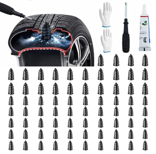 100pscrubber Nail tire Repair kit,tire Repair kit Rubber Nail, Easy Install Puncture Repair Screws,Applicable to Emergency Tire Fix for Cars, Motorcycles, SUVs, Trucks - color: 100PCS