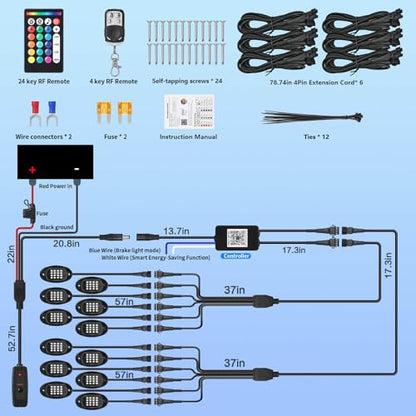12Pods RGB LED Rock Lights for Trucks Pickup Jeep UTV ATV SXS Offroad, Multicolor Underglow Light Kit with APP/RF Remote Dual Zone,Plug and Play&Pre Wired 12V Vehicle Underbody Accent Light Waterproof - size: 12Pods