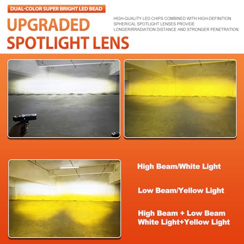 2Pcs 5Inch LED Motorcycle Driving Fog Bar - Dual Yellow/White Offroad Pod Lights, Work Auxiliary Lights for Truck ATV SUV UTV 4WD Boat Tractor
