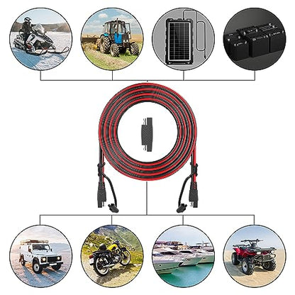 OYMSAE 15ft SAE Connector, Solar Panel Extension Cable, Quick Disconnect Wire for Automotive, RV, Motorcycle, Marine, Boat - 16AWG Battery Charging Plug (15FT 16AWG) - size: 15 ft