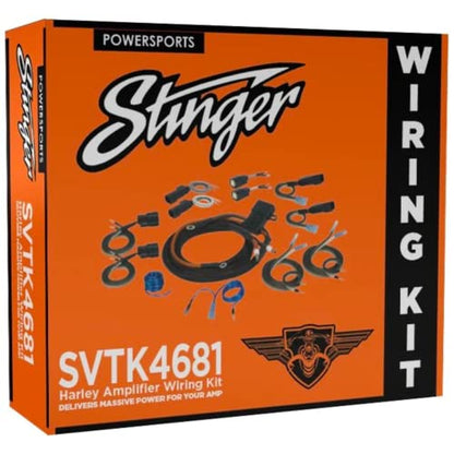 Stinger 2/4 Channel Universal Amplifier Wiring Kit for 1998+ Harley-Davidson Road Glide, Electra Glide & Street Glide Touring Motorcycles, Plug & Play Install, OEM Connections for 2014+ (SVTK4681)