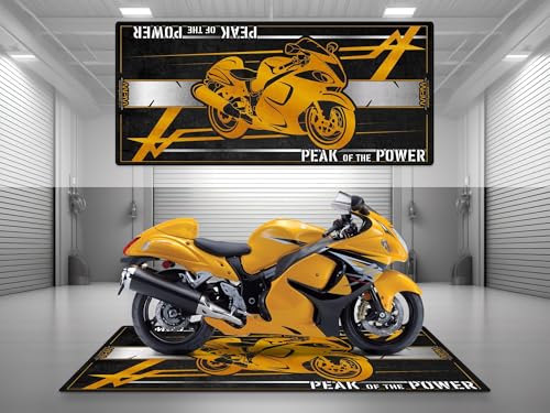 MPM Motorcycle Mat for Hayabusa Washable Non - Slip Oil & Water Resistant Parking Pitmat for Garage, Showroom, Workshop Use | Yellow - Size 1: 86.6 x 39.4/220 x 100 cm - color: Yellow, size: Size 1: 86.6 x 39.4 "/ 220 x 100 cm