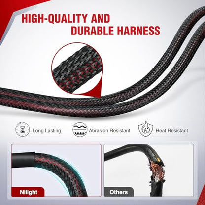 Nilight Wiring Harness Kit Nylon 16 AWG 2 Leads LED Light Bar 12V 5Pin Rocker Switch Laser On Off Power Relay Blade Fuse for Off Road Lights on Cars Jeep Boat Trucks - color: 16AWG Wiring Harness--2 Leads w/ Nylon Wire Loom