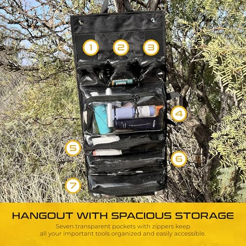 Heavy-Duty Roll Up Tool Bag Organizer w/Transparent Pockets for Quick View & Easy Access. 7 Reinforced Pockets w/Zippers, Multiple Carrying & Hanging Handles, Elastic Organizers & Adjustable Strap - style: Black - Classic Roll Up