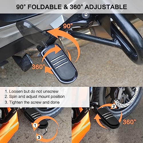 VGMOTO Motorcycle 1.25" Highway Footpegs Adjustable Foot Pegs Footrests with Clamps Mounts kit Compatible with Harley Touring Sportster Softail Road Glide Street Glide with 1 1/4 inch Engine Guard - color: Chrome-Style B