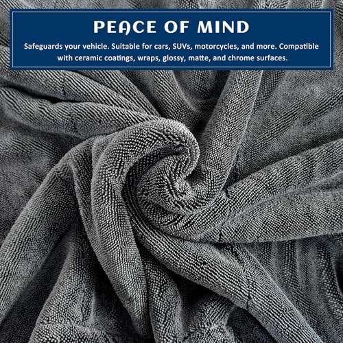 Sun Walker Car Drying Towel Set, 24"×36" Ultra Absorbent 1200 GSM Auto Cleaning Cloth with Wash Mitt & Glass Towel, Scratch-Free Streak-Free Microfiber Drying Towels for Car Truck SUV
