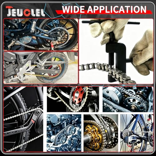 13PCS Chain Breaker Tool Kit with Rivet and Roller Chain Link Removal Tool, Chain Breaker Rivet Cutter Heavy Duty Chain Splitter for Motorcycle, Bike, ATV Chain Maintenance Set