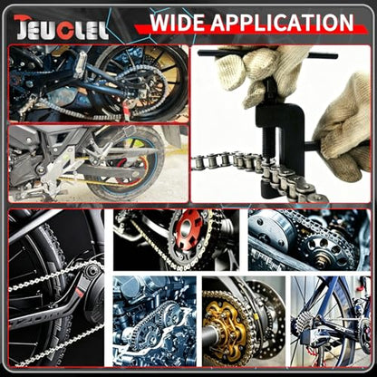 13PCS Chain Breaker Tool Kit with Rivet and Roller Chain Link Removal Tool, Chain Breaker Rivet Cutter Heavy Duty Chain Splitter for Motorcycle, Bike, ATV Chain Maintenance Set