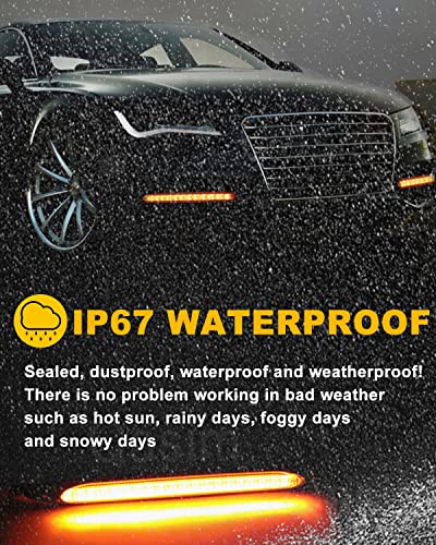 Qasim DRL LED Strip Car Daytime Running Light 14in White Automobile Decorative Warning Lights Yellow Streamer Flow Turn Signal Light Strip Bar 12V (2Pcs, 34.5cm) - size: 13.6 inches WA