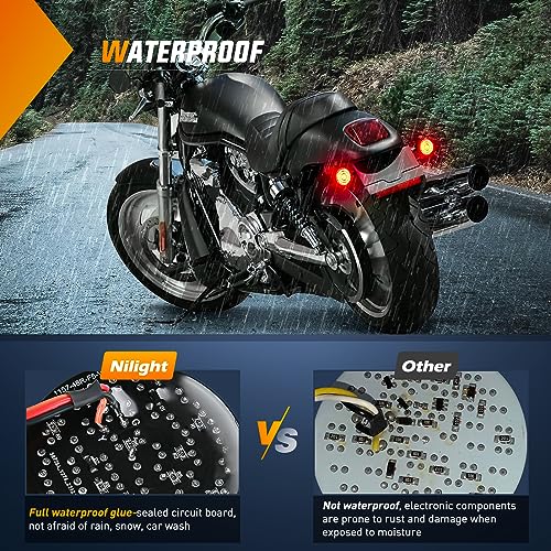 Nilight LED Turn Signal Rear Brake Running Lights 1157 Double Contacts Plug and Play for Harley Davidson Dyna Sportster Touring Street Glide Road King Iron 883 - color: Clear turn signal light