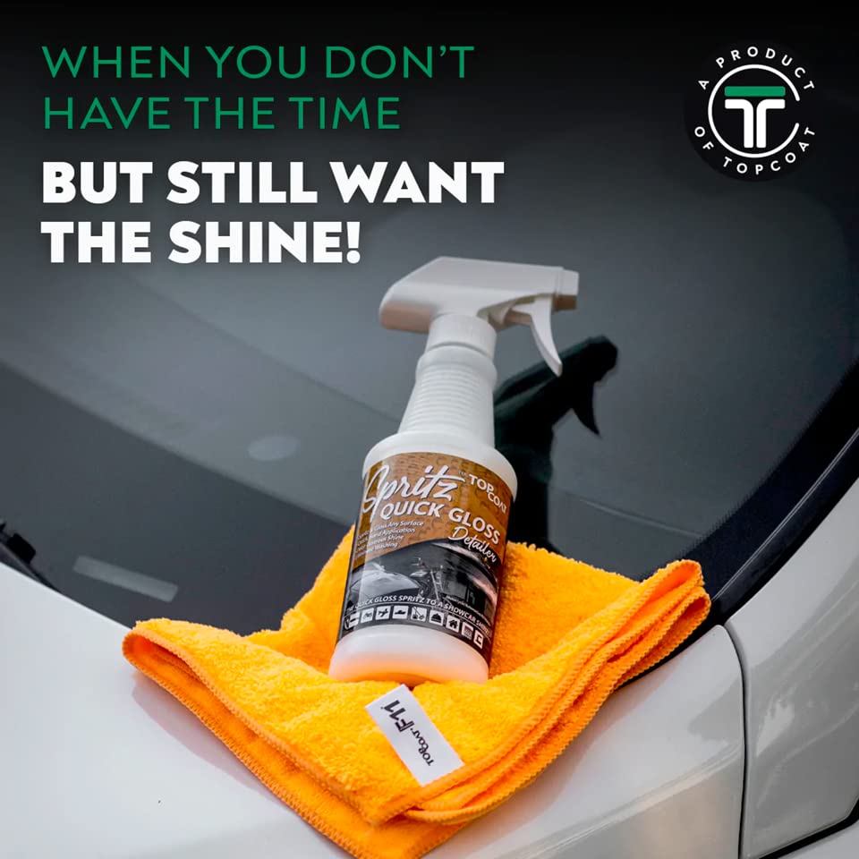 TopCoat Spritz Quick Detailer Spray and Waterless Car Wash Spray - Wash, Clean and Shine Your Car, Truck, Scooter, RV and Motorcycle Without Water - 16 oz