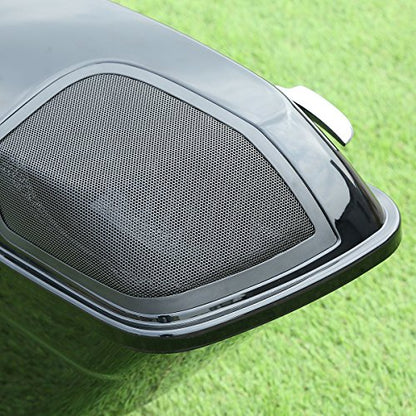 XFMT Motorcycle Saddlebags 5" Stretched Hard Saddle Bags Extended Saddlebags W/ 5"x7" Speaker Lids For Harley Touring Road King Street Glide Road Glide Electra Glide 2014-2024, Vivid Black - color: 5" Stretched-Vivid Black W/5x7" Speaker Lids