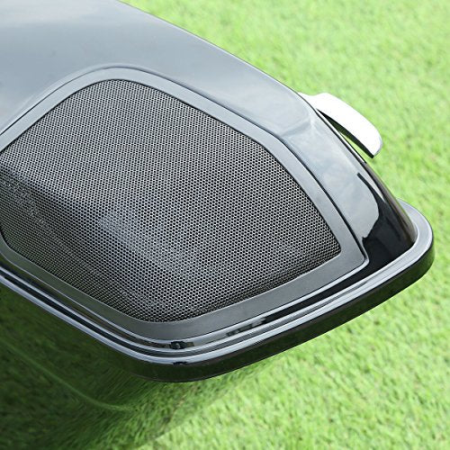 XFMT Motorcycle Saddlebags 5" Stretched Hard Saddle Bags Extended Saddlebags W/ 5"x7" Speaker Lids For Harley Touring Road King Street Glide Road Glide Electra Glide 2014-2024, Vivid Black - color: 5" Stretched-Vivid Black W/5x7" Speaker Lids