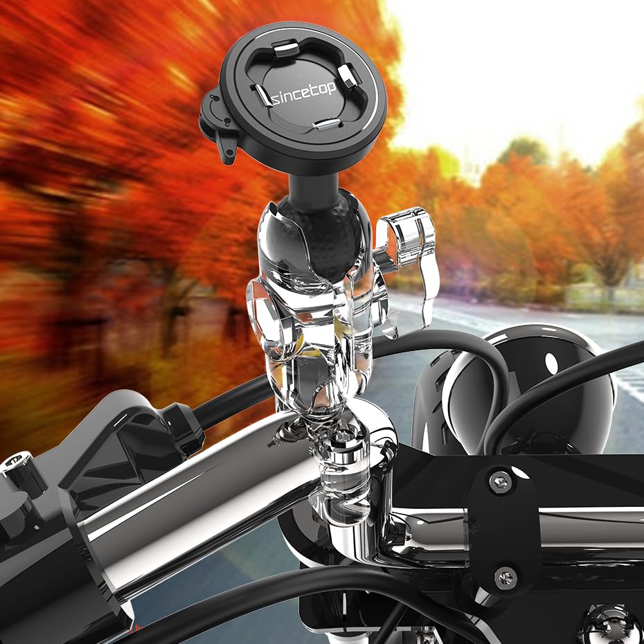 sincetop Universal 1” Ball Motorcycle Phone Mount,Quick Release Motor Bike Smartphone Holder 【Series C - 2nd Gen】 Double Socket Arm not Included - size: 【Gen2】Mount