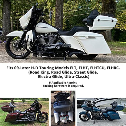 Advanblack King Tour Trunk Pack, Black Mount Bracket & Top Luggage Rack Fit for 2009-Later Harley Touring, Road Glide, Street Glide Special, Road King, Electra Glide (Billet Silver) - color: Billet Silver