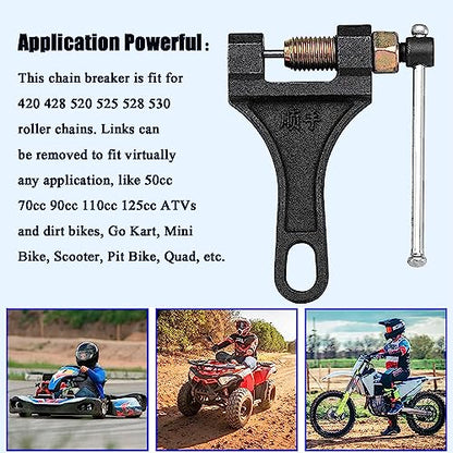 Chain Breaker #420 428 520 525 528 530 for Motorcycle Bicycle Dirt Pit Bike ATV Quad Go Kart Scooter Chain Break