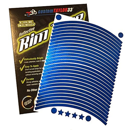 customTAYLOR33 (All Vehicles Blue High Intensity Grade Reflective Copyrighted Safety Rim Tapes (Must Select Your Rim Size), 12"/13" (Combination Rim Size) - size: 12"/13" (Combination Rim Size)